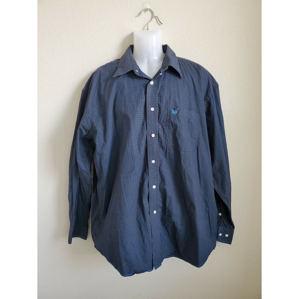 Rough‎ Stock Panhandle Men's Blue Button Down Shirt Sz XL Long Sleeve 100 Cotton